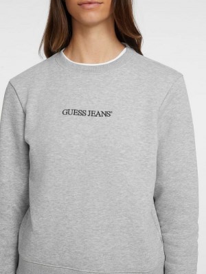 Guess Embroidered Logo Sweatshirt Grijs | GUESS-SN28386