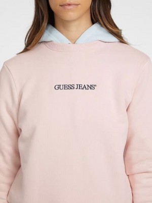 Guess Embroidered Logo Sweatshirt Roze | GUESS-SN28381