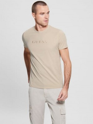 Guess Embroidered Logo Tee Beige | GUESS-SN30670