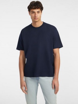 Guess Embroidered Logo Tee Blauw | GUESS-SN30514