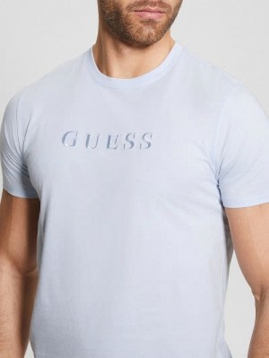 Guess Embroidered Logo Tee Blauw | GUESS-SN30543