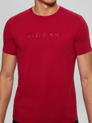 Guess Embroidered Logo Tee Rood | GUESS-SN30635