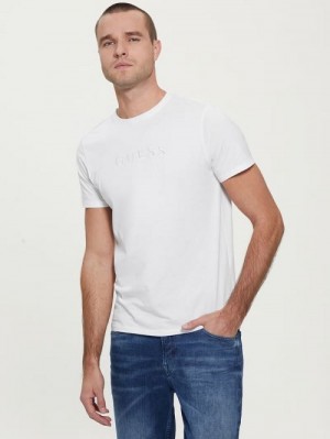 Guess Embroidered Logo Tee Wit | GUESS-SN30551
