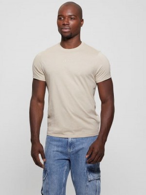 Guess Embroidered Signature Tee Beige | GUESS-SN30695
