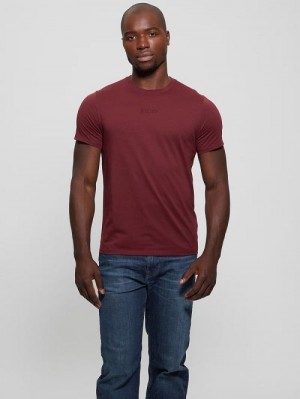 Guess Embroidered Signature Tee Rood | GUESS-SN30609