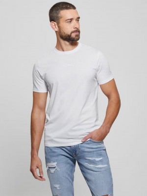 Guess Embroidered Signature Tee Wit | GUESS-SN30610