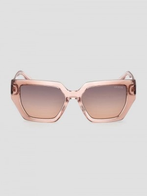 Guess Emilia Geometric Plastic Sunglasses Bruin | GUESS-SN30069