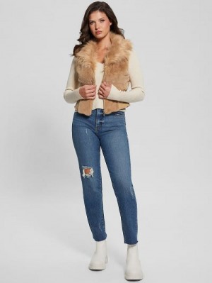Guess Emma Faux-Fur Vest Beige | GUESS-SN27954