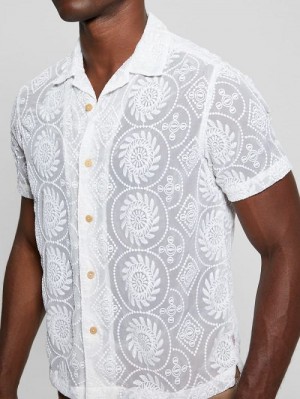 Guess Emory Embroidery Shirt Wit | GUESS-SN31275