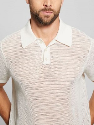 Guess Eric Herringbone Polo Wit | GUESS-SN31105