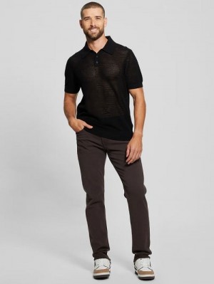 Guess Eric Herringbone Polo Zwart | GUESS-SN31104