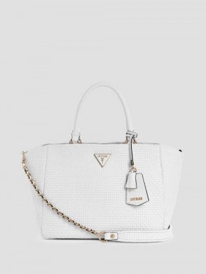 Guess Etel Woven Girlfriend Satchel Wit | GUESS-SN29212