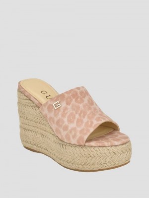 Guess Evba Wrapped Espadrille Wedges Beige | GUESS-SN29836