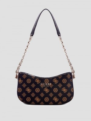 Guess Evelune Top-Zip Shoulder Bag Bruin | GUESS-SN29057