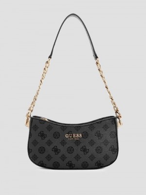 Guess Evelune Top-Zip Shoulder Bag Zwart | GUESS-SN29148