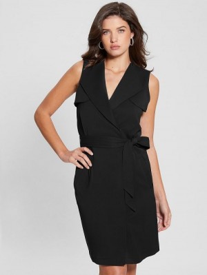 Guess Everly Trench Dress Zwart | GUESS-SN26867