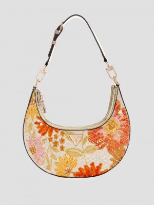 Guess Fabia Floral Crescent Hobo Bag Multi | GUESS-SN29187