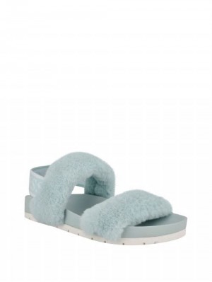 Guess Fabin Faux-Fur Sandal Blauw | GUESS-SN29649