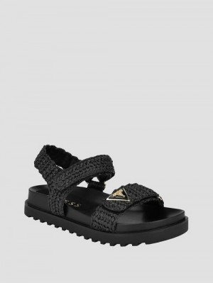 Guess Fabrica Woven Sandals Zwart | GUESS-SN29715