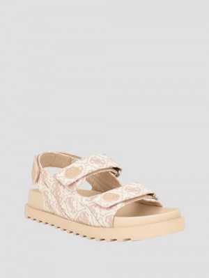 Guess Fadey Signature Sandals Beige | GUESS-SN29718