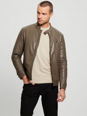 Guess Faux-Leather Biker Jacket Bruin | GUESS-SN30773