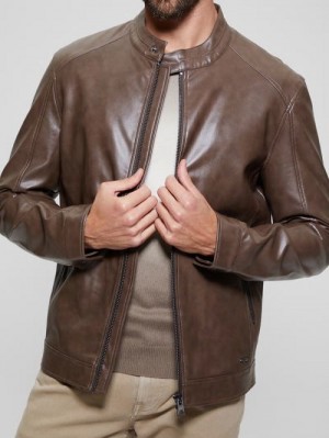Guess Faux-Leather Moto Jacket Bruin | GUESS-SN30885