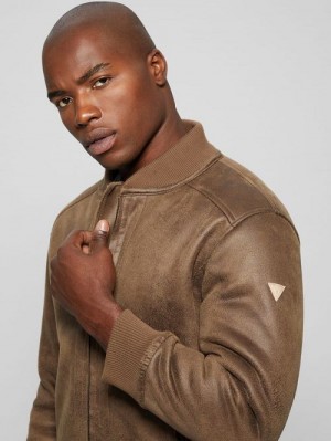 Guess Faux-Suede Aviator Jacket Bruin | GUESS-SN30820