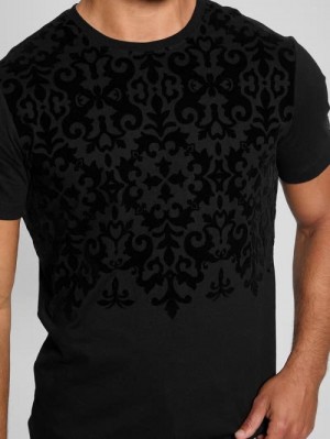 Guess Flocked Tee Zwart | GUESS-SN30659