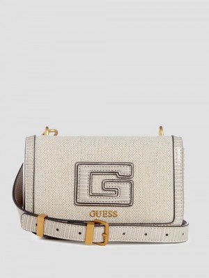 Guess G Status Snake-Embossed Mini Crossbody Grijs | GUESS-SN28855