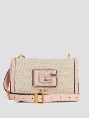 Guess G Status Snake-Embossed Mini Crossbody Roze | GUESS-SN28860