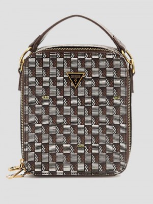 Guess G Wave Double Zip Crossbody Bag Bruin | GUESS-SN31718