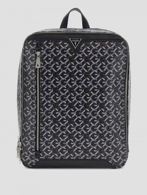 Guess G Woven Compact Squared Backpack Zwart | GUESS-SN31681