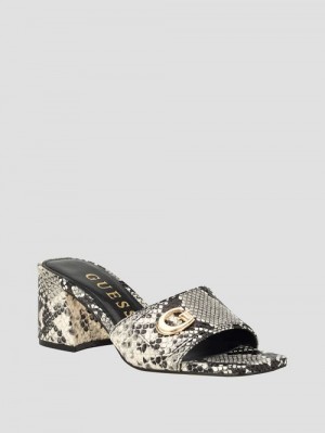 Guess Gallai Block Heel Mules Zwart | GUESS-SN29738