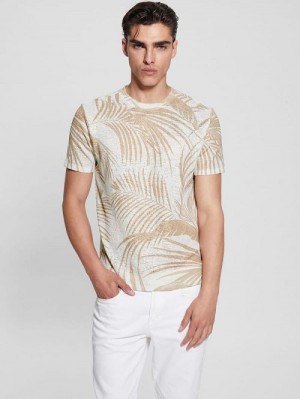 Guess Gauze Baja Palm Tee Beige | GUESS-SN30587