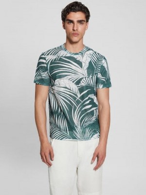 Guess Gauze Baja Palm Tee Groen | GUESS-SN30636
