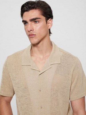 Guess Gauze Camp Shirt Beige | GUESS-SN31209