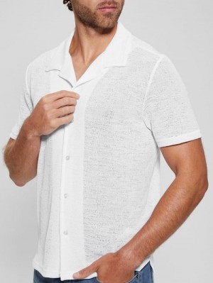 Guess Gauze Camp Shirt Wit | GUESS-SN31207