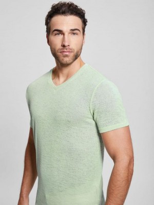 Guess Gauze V-Neck Tee Groen | GUESS-SN30545