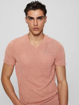 Guess Gauze V-Neck Tee Roze | GUESS-SN30546