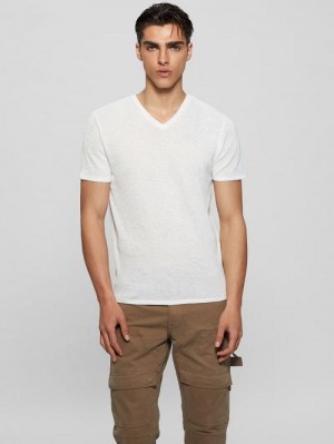 Guess Gauze V-Neck Tee Wit | GUESS-SN30537