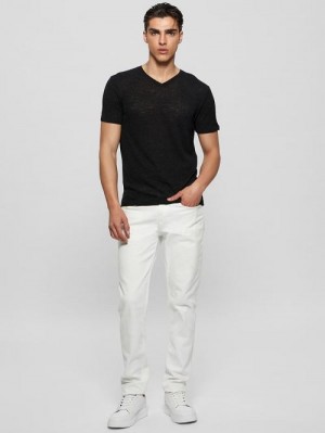 Guess Gauze V-Neck Tee Zwart | GUESS-SN30547