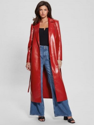 Guess Gea Faux-Leather Trench Coat Rood | GUESS-SN28053