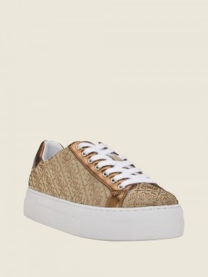 Guess Gelsen Rhinestone Logo Low-Top Sneakers Bruin | GUESS-SN29528