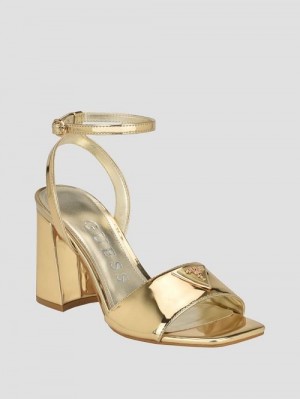 Guess Gelyae Block Heels Goud | GUESS-SN29837