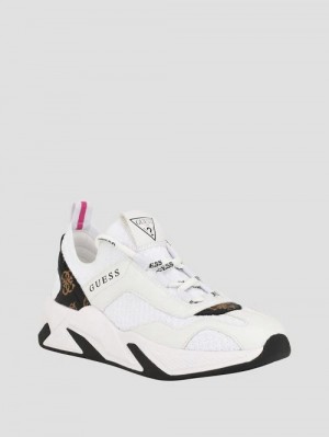 Guess Geniver Knit and Quattro G Sneakers Wit | GUESS-SN29494
