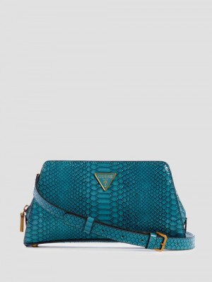 Guess Georgina Top-Zip Crossbody Blauw | GUESS-SN29154