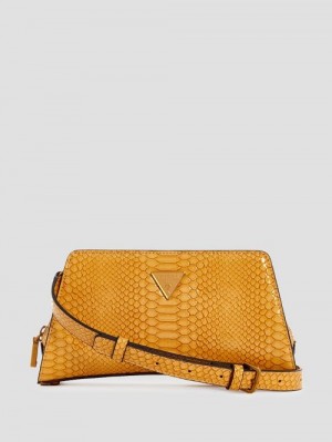 Guess Georgina Top-Zip Crossbody Geel | GUESS-SN28992