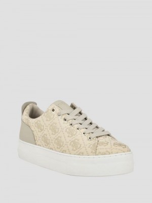 Guess Giaa Logo Print Low-Top Sneakers Goud | GUESS-SN29502