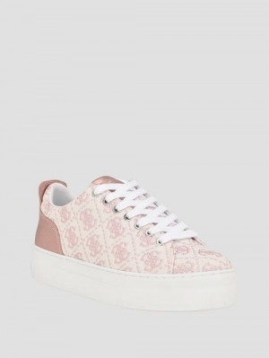 Guess Giaa Logo Print Low-Top Sneakers Roze | GUESS-SN29521