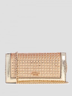 Guess Gilded Glamour Mini Crossbody Clutch Goud | GUESS-SN28777